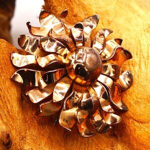 1940s Vintage Napier Sterling Flower Brooch Gold Vermeil Brutalist Style